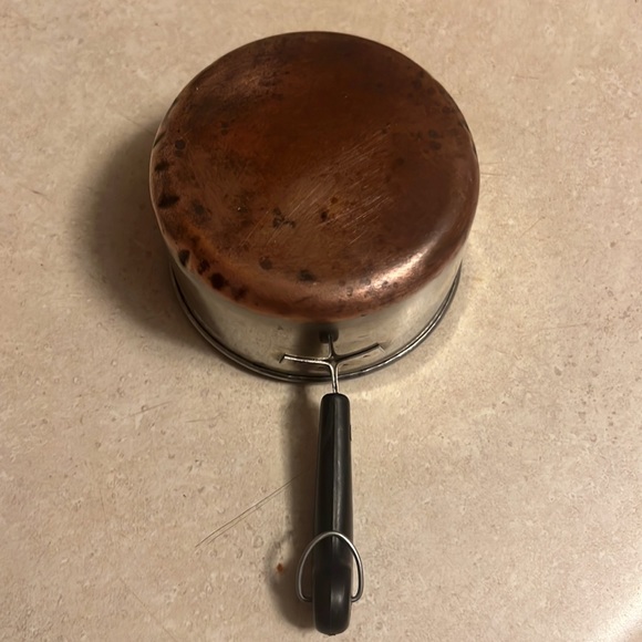 VINTAGE 60s REVERE WARE COPPER BOTTOM 1 CUP MINI SAUCE PAN BUTTER WARMER - Picture 2 of 6